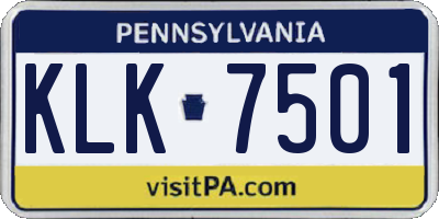 PA license plate KLK7501