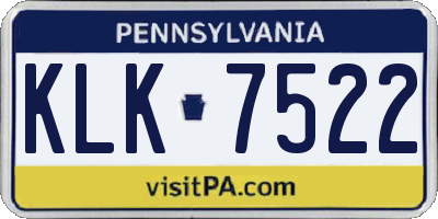 PA license plate KLK7522
