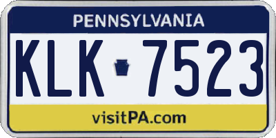 PA license plate KLK7523