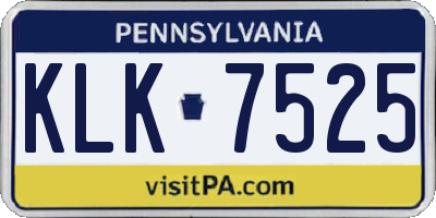 PA license plate KLK7525