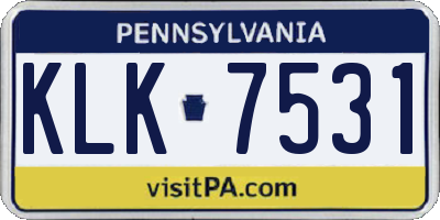 PA license plate KLK7531
