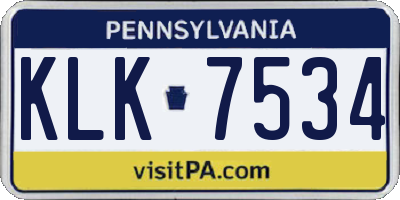 PA license plate KLK7534