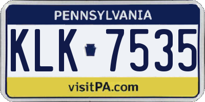 PA license plate KLK7535