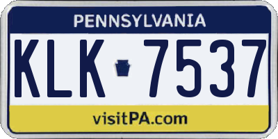 PA license plate KLK7537