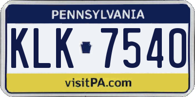 PA license plate KLK7540