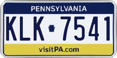 PA license plate KLK7541
