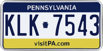 PA license plate KLK7543