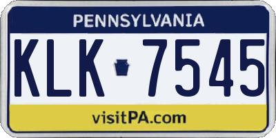 PA license plate KLK7545
