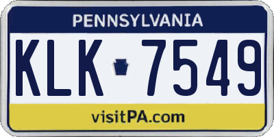 PA license plate KLK7549