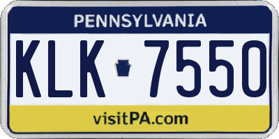 PA license plate KLK7550