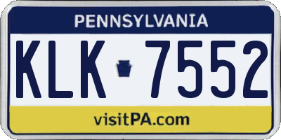 PA license plate KLK7552