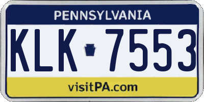 PA license plate KLK7553