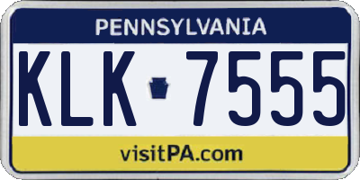 PA license plate KLK7555