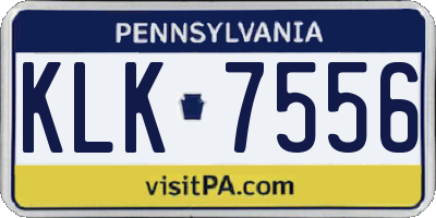 PA license plate KLK7556