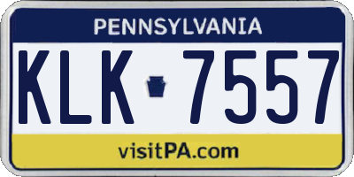 PA license plate KLK7557