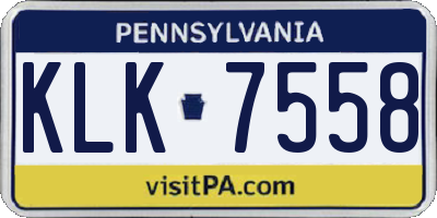 PA license plate KLK7558