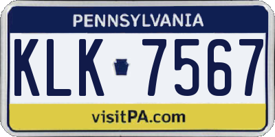 PA license plate KLK7567