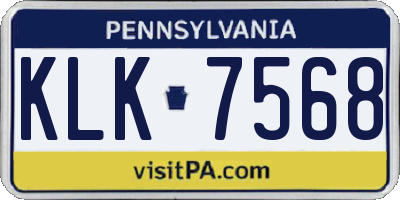 PA license plate KLK7568