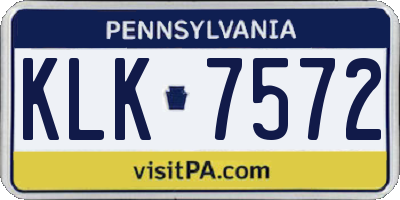 PA license plate KLK7572