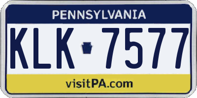 PA license plate KLK7577