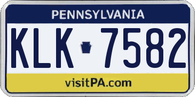 PA license plate KLK7582