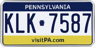 PA license plate KLK7587