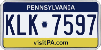 PA license plate KLK7597