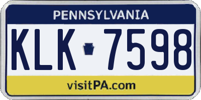 PA license plate KLK7598