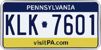 PA license plate KLK7601