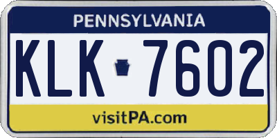 PA license plate KLK7602