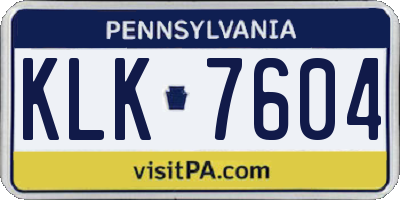 PA license plate KLK7604