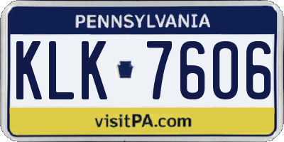 PA license plate KLK7606
