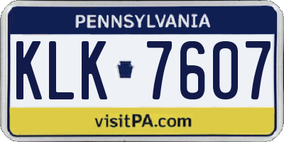 PA license plate KLK7607