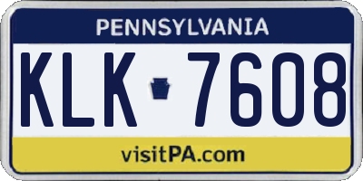 PA license plate KLK7608