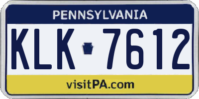 PA license plate KLK7612