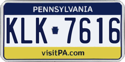 PA license plate KLK7616