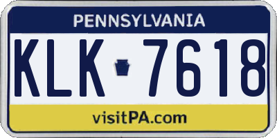 PA license plate KLK7618