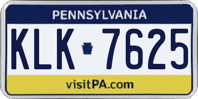 PA license plate KLK7625