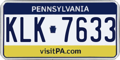 PA license plate KLK7633