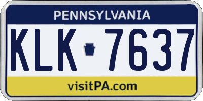 PA license plate KLK7637