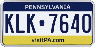 PA license plate KLK7640