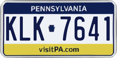 PA license plate KLK7641