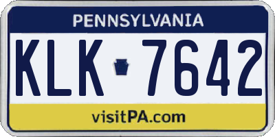 PA license plate KLK7642