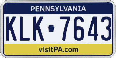 PA license plate KLK7643