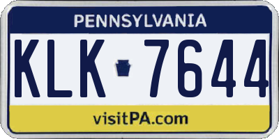 PA license plate KLK7644