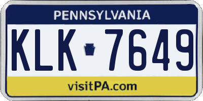 PA license plate KLK7649