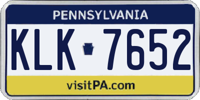 PA license plate KLK7652