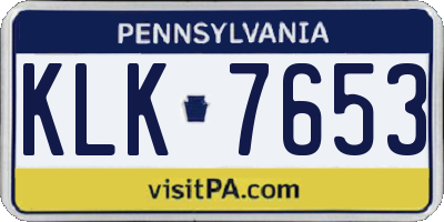 PA license plate KLK7653