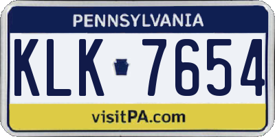 PA license plate KLK7654