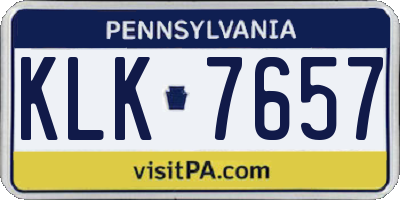 PA license plate KLK7657
